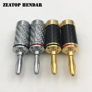 

50Pcs Gold / Silver Plated Carbon Fiber Plug HIFI Speaker Screw Lock 4mm Banana Male Amplifier Terminal Jack Audio Connector