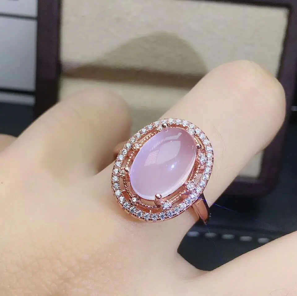 MeiBaPJ, натуральный розовый кварц, драгоценный камень, ювелирный набор, 925 Чистое серебро, ожерелье, серьги и кольцо, свадебные ювелирные изделия для женщин