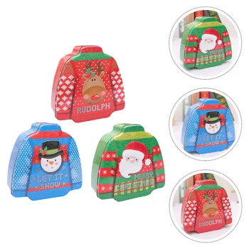 

1 Set 3Pcs Christmas Decorative Gift Boxes Tinplate Candy Boxes (Red Green Blue)