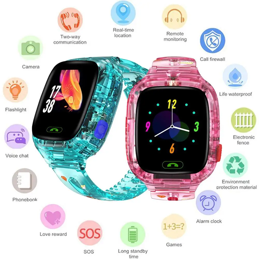 

Children Smart Watch Sport Watch Y91 Transparent Waterproof WiFi GPS Positioning Call Take Picture Colorful for Kids Watch