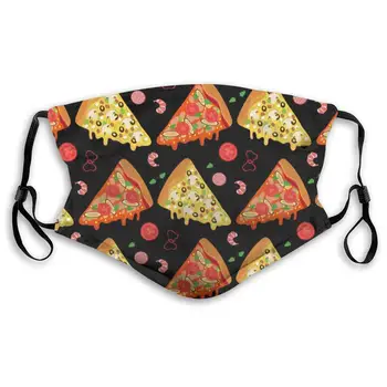

Cartoon Pizza Slices and Ingredients Anti Pollution Mask for Kids Women Man Comfort Dustproof Mouth Mask with Activated Carbon