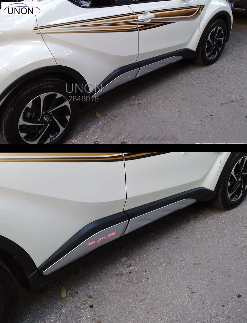 Красный ABS корпус автомобиля ниже боковая Накладка полоса декоративная крышка отделка со светодиодной подсветкой подходит для Toyota C-HR CHR