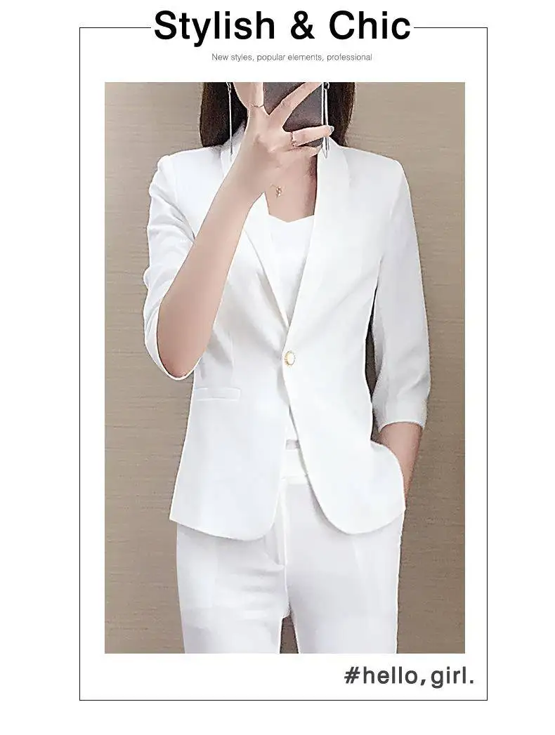 Heydress, Осенний Однотонный женский Тонкий Блейзер, костюм для офиса, Женский блейзер с одной пуговицей размера плюс, желтый, белый, комплект из двух предметов