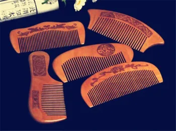 

Hot 300 pcs/lot Natural Peach Wood Comb Close Teeth Anti-static Head Massage Hair Care Wooden Tools Beauty Accessories