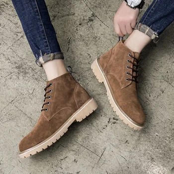 

in the spring in paragraph shoes with velvet han edition leather boots male British Martin boots boots in the helper