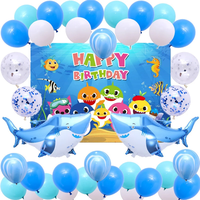 Одноразовая посуда Акула чашки для детского душа тарелки флаги топперы надувные