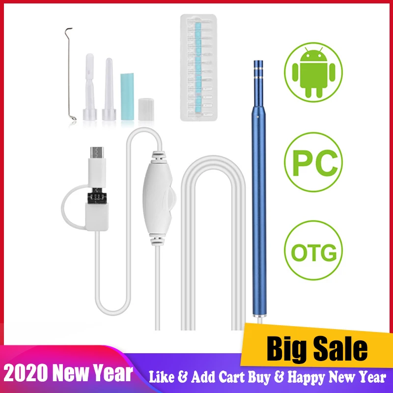 Ear Cleaning Endoscope 2 in1 USB HD Visual Ear Spoon 5.5mm Mini Camera Android PC Ear pick Otoscope Borescope Tool Health Care|Ear Care| - AliExpress