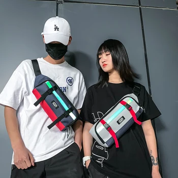 

2020 New Fashion Shoulder Bag Trend Women Messenger Bag Cool Youth Personality Bags With Reflective Strip Light