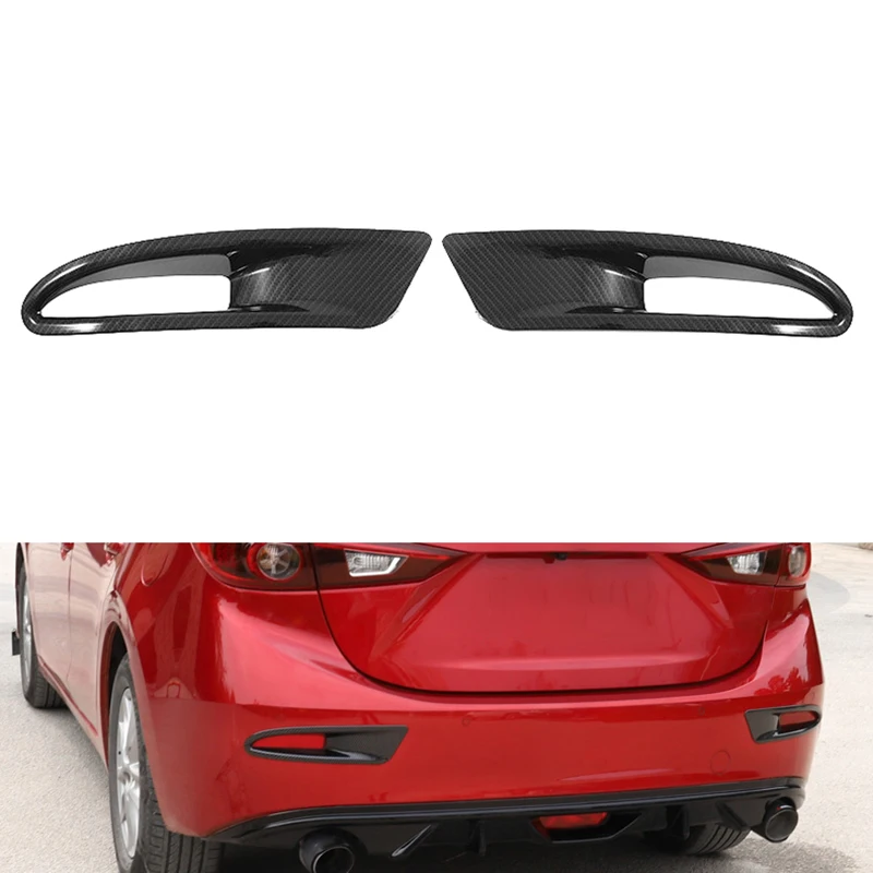 for Mazda 3 AXELA Sedan 2014 - 2018 Carbon Fiber Rear Fog Light Lamp Foglight Cover Trim Decoration Frame | Автомобили и