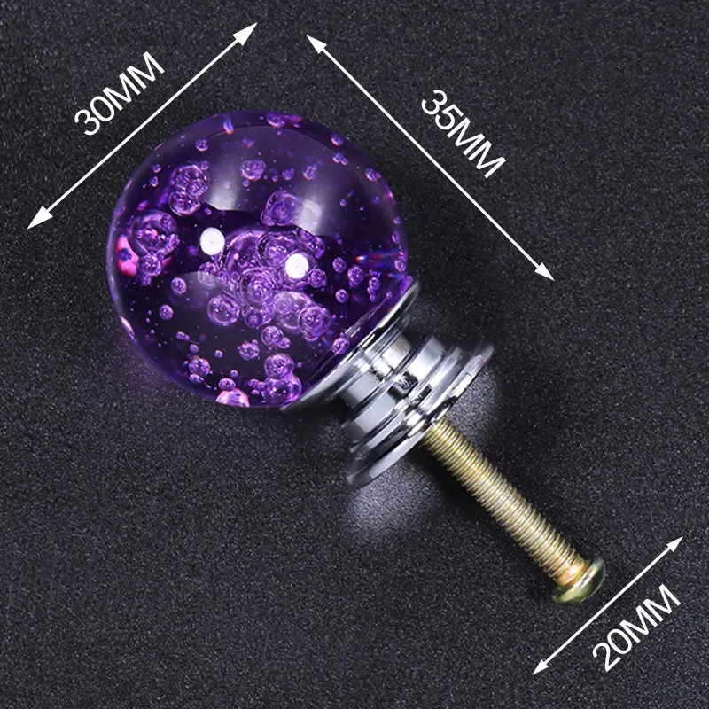 Purple NAIERDI 30 мм Кристальный шар Мебельная ручка для двери кухонного шкафа тянет ящик ручки для шкафа дверные ручки к шкафу - Цвет: Purple