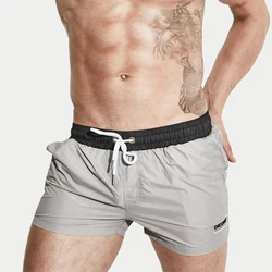 Short de bain pour hommes, séchage rapide, imperméable, solide, maille, doublure, Sport, plage, ample, gris 