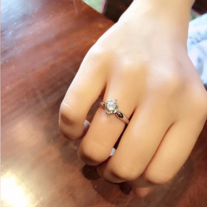 Стерлинговое Серебро 10 к 14 к 1.0ct 6,5 мм круглый разрезанный Муассанит кольцо DEF цвет VVS1 обручальное кольцо для женщин