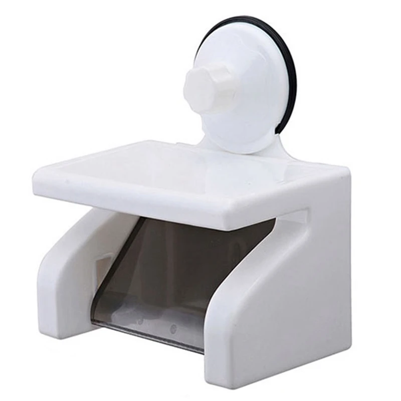 

Waterproof Toilet Roll Paper Holder Powerful Wall Suction with Tray No Hurting Toilet Paper Rack