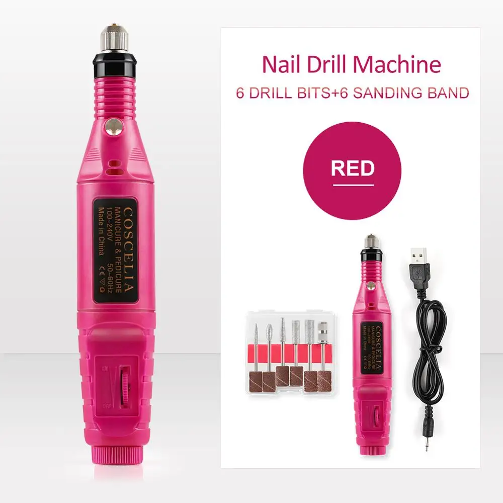 Style 2 RED Ногтей Сверла Профессиональный Электрический Пилочка Для Ногтей Маникюр Машина Электрические Маникюр Dril Аксессуары для Ногтей Инструменты Pen Форма - Цвет: Style 2 RED