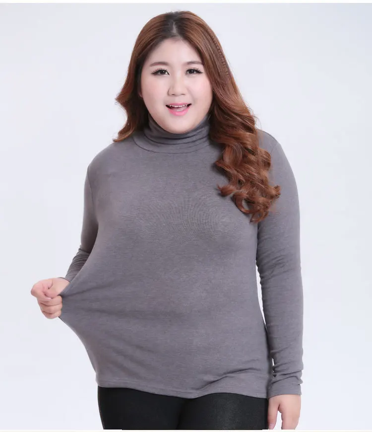 2XL-6XL размера плюс женская одежда осень зима более размер d одноцветная водолазка Базовые Женские топы винтажные свободные тонкие рубашки WR128