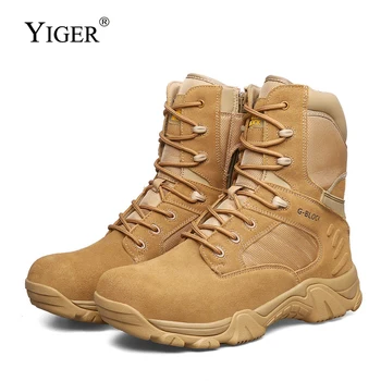 

YIGER new men combat boots man Military boots 2019 genuine leather special forces sandproof waterproof man army combat boots 398