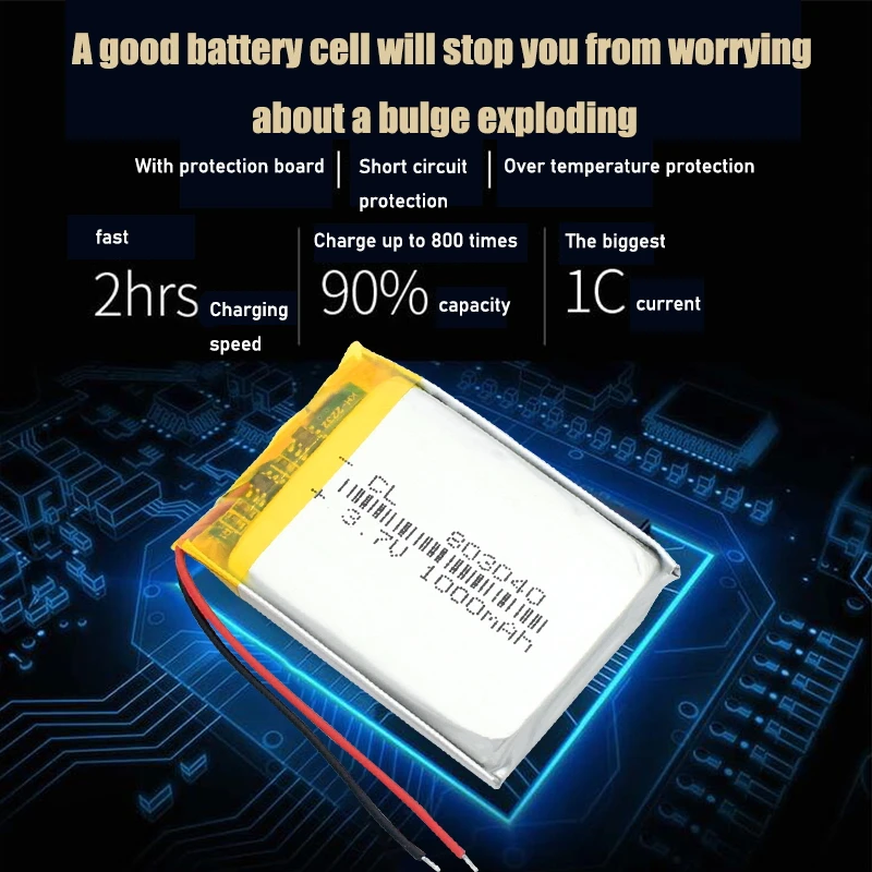 3.7V 1000mAh Lipo Battery Replacement Lithium Li-Po Polymer Rechargeable Battery For Bluetooth speaker PDA rechargeable lithium batteries