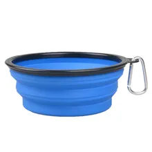 Миска для корма для собак Портативная Складная Силиконовая подача воды пищи для домашних животных, кошек, собак миски для кормушки собак с крюком