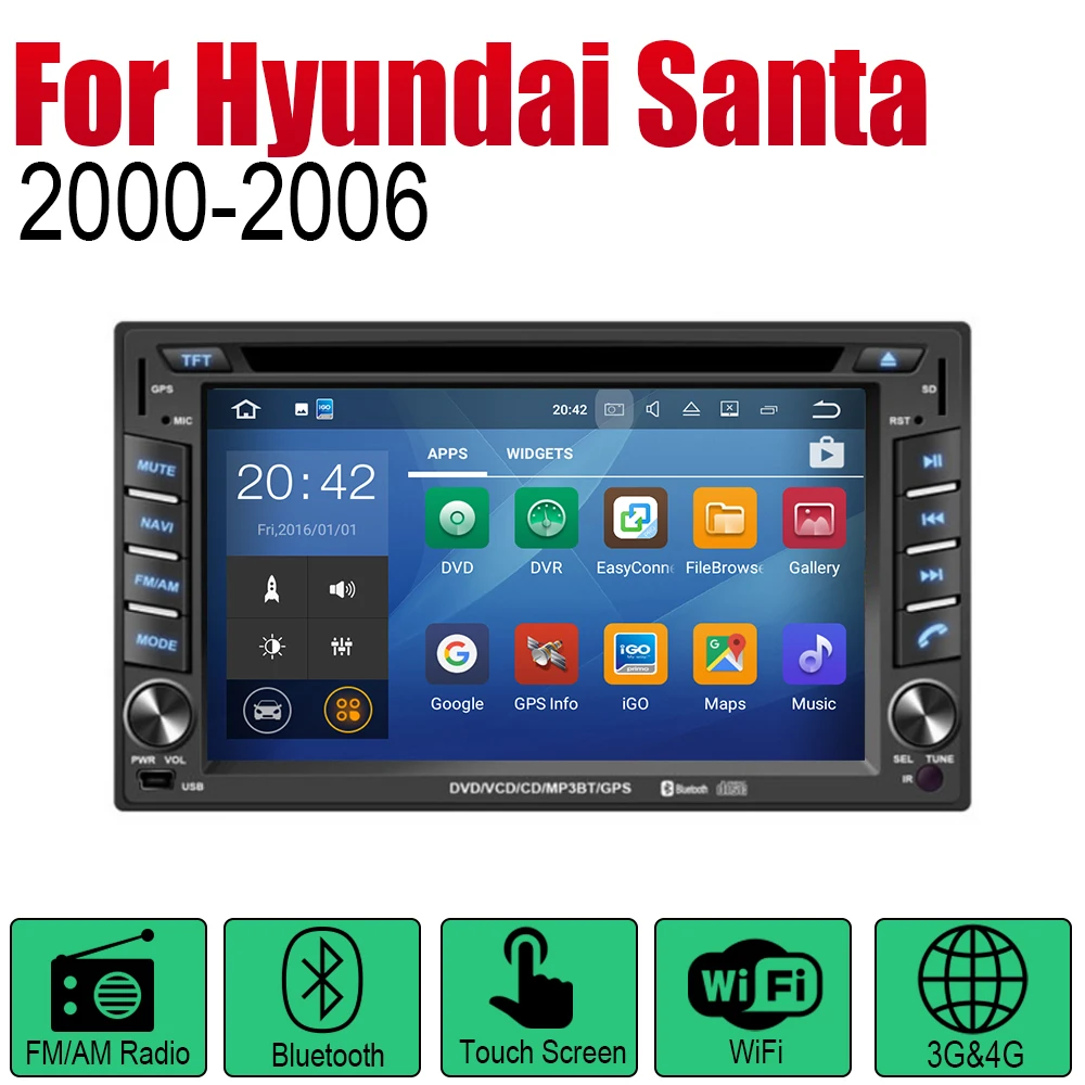 ZaiXi Android автомобильный DVD GPS Navi для Hyundai Santa Fe 2000 ~ 2006 плеер навигация WiFi Bluetooth Mulitmedia