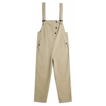 

2020 New Summer Pants Women Loose High Waist Bib Pants Fashion Overalls College Wind Jumpsuit Big Pocket Pants Female Rompers