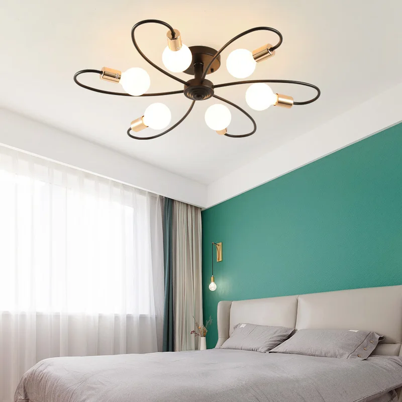 

Designer post modern glass ball globe LED ceiling light lamp gold iron rod pipe simple line ceiling lamp light LED