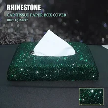 Зеленый шикарный Кристалл Алмазный Блестящий домашний декоративный держатель для салфеток коробка