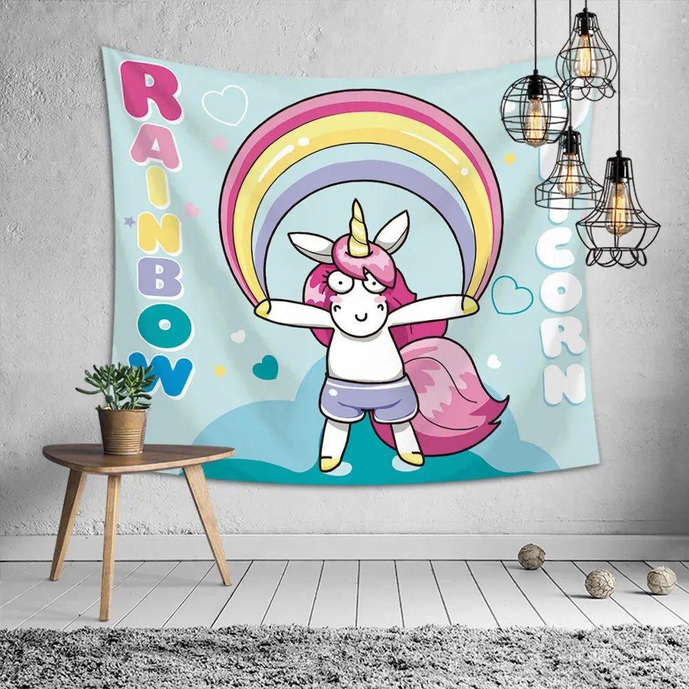 3D цифровая печать мультфильм сладкий Единорог гобелен милые животные Unicornio настенные ковры для детей девочек комнаты украшения дома