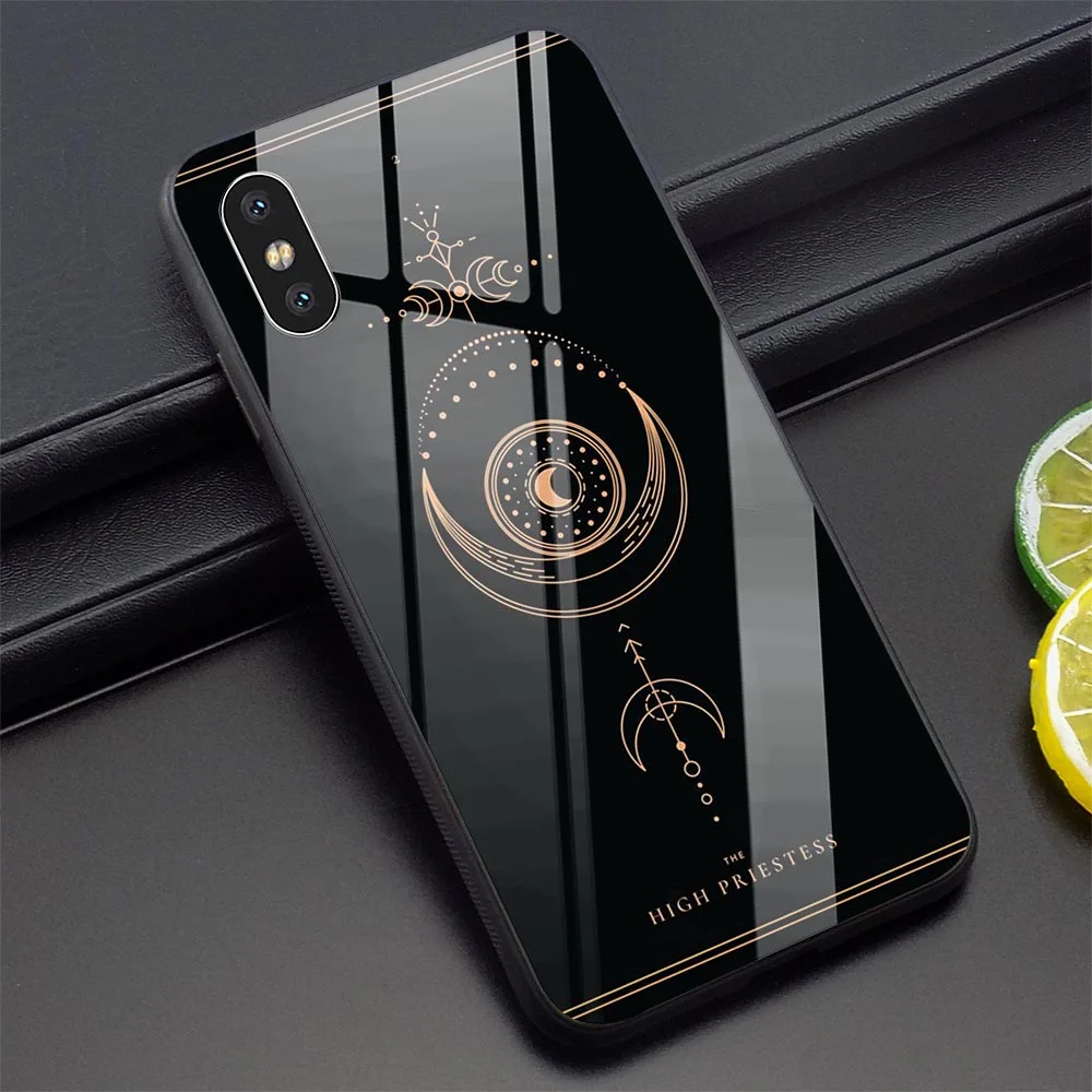 Чехол для телефона Tarot Cards с татуировкой для iPhone XR, Xs Max X 6 6S 8 Plus 7 5s 5 SE 11 Pro закаленное стекло - Цвет: K3003302