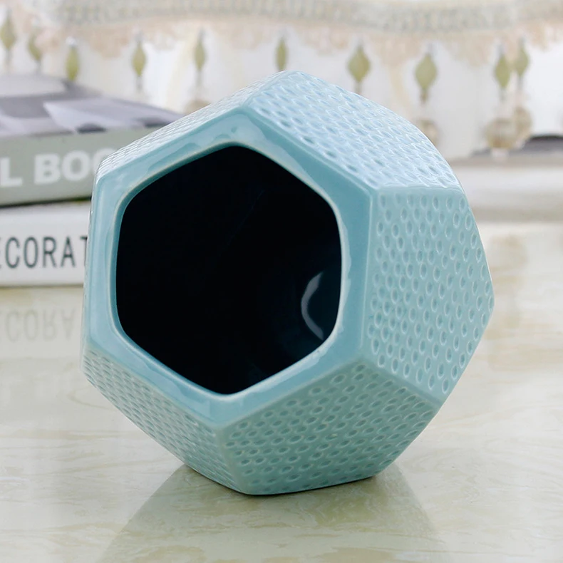 Creative Multi-faceted Geometric Vase Ceramic Flower Pot Flower Basket Flower Vase Decoration Home Nordic Decoration