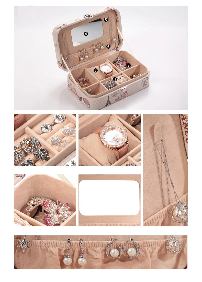 Многофункциональные ювелирные изделия коробка для хранения ожерелье из искусственной кожи браслет серьги портативный дамы подарочная шкатулка для украшений коробка