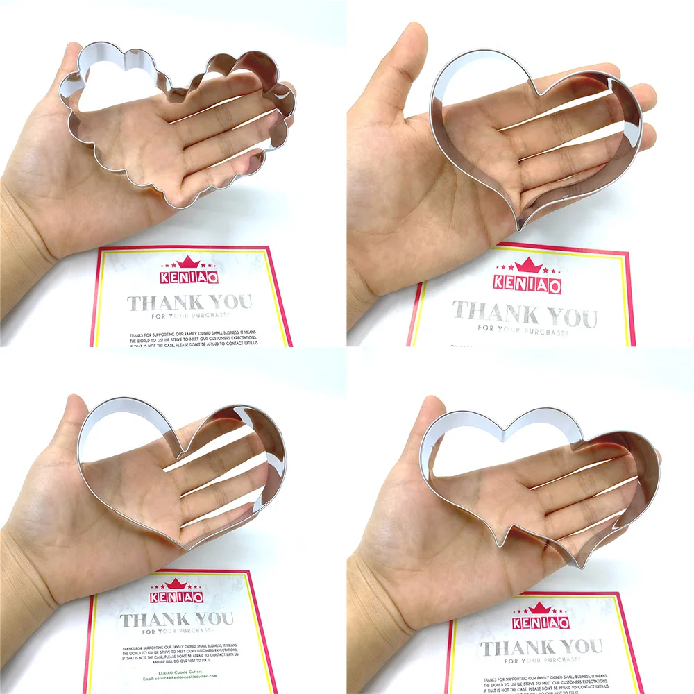 Cookie Cutters 6 Shapes Heart Stainless Steel Mould for Wedding Party Valentine's Day Bread Sandwich