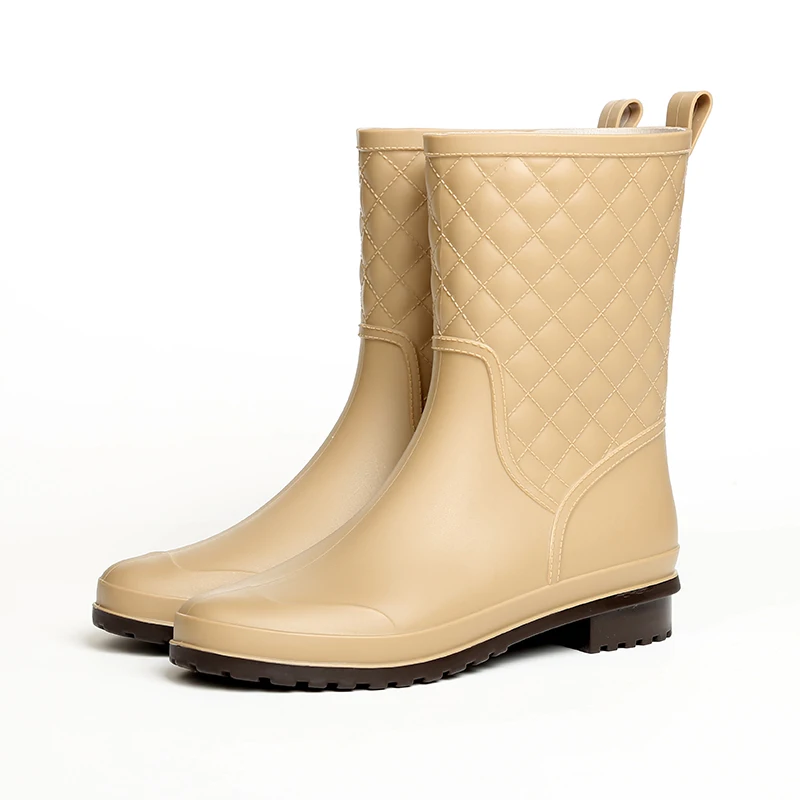 

COZULMA Women Autumn RainBoots Rain Shoes Lady Fashion Mid-Calf Boots Female Round Toe Bootie Plus Size 36-41