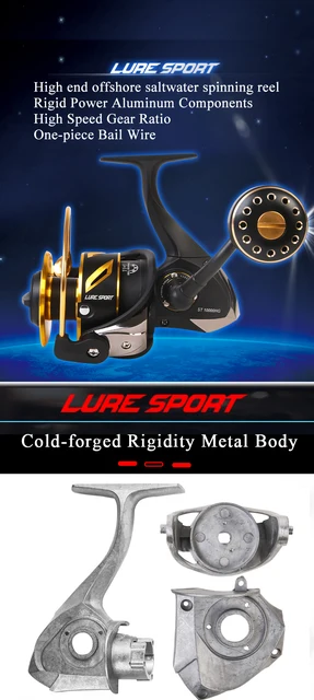 Luresport Spinning Reel Alloy Heavy Fishing Reel High Ratio Jigging Reel  12bb Saltist 4000-10000 Ocean Boat Fish Max Drag 35kg - Fishing Reels -  AliExpress