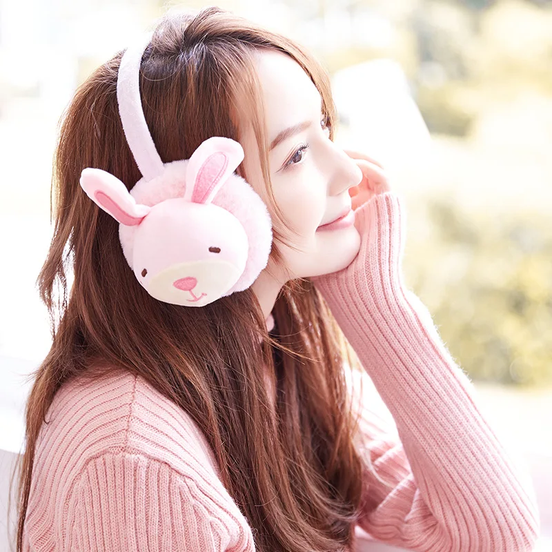 

Cute Cartoon Rabbit Warm Earmuffs Winter Ladies Piggy Ear Bag Ear Protection Plush Plus Velvet Windproof Ear Warmer