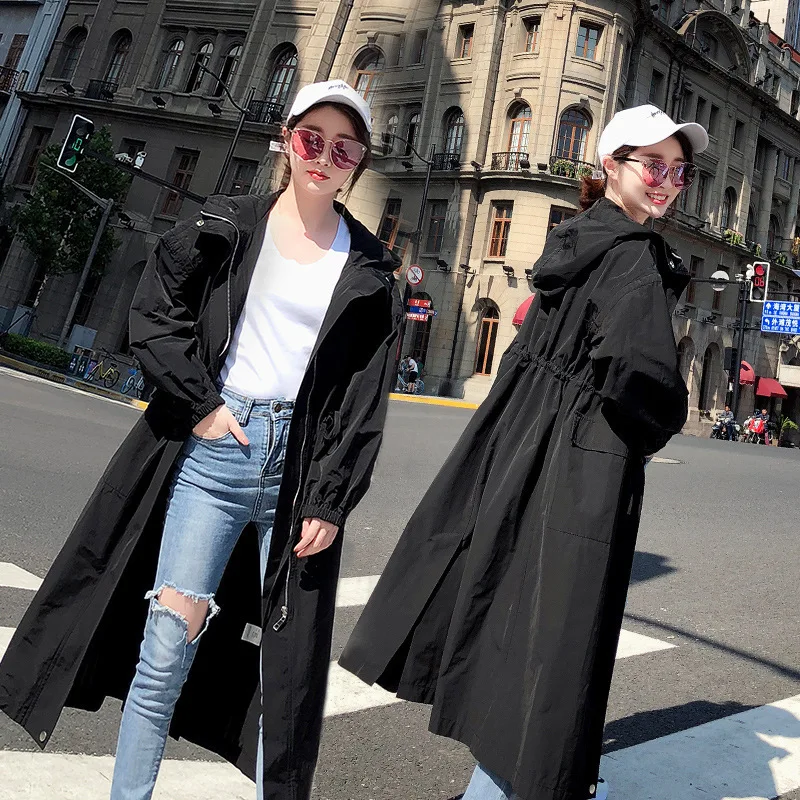 

Elegant Slim Fit Slimming Versatile Elegant Simple Trend Trench Coat 2019 Spring Solid Color