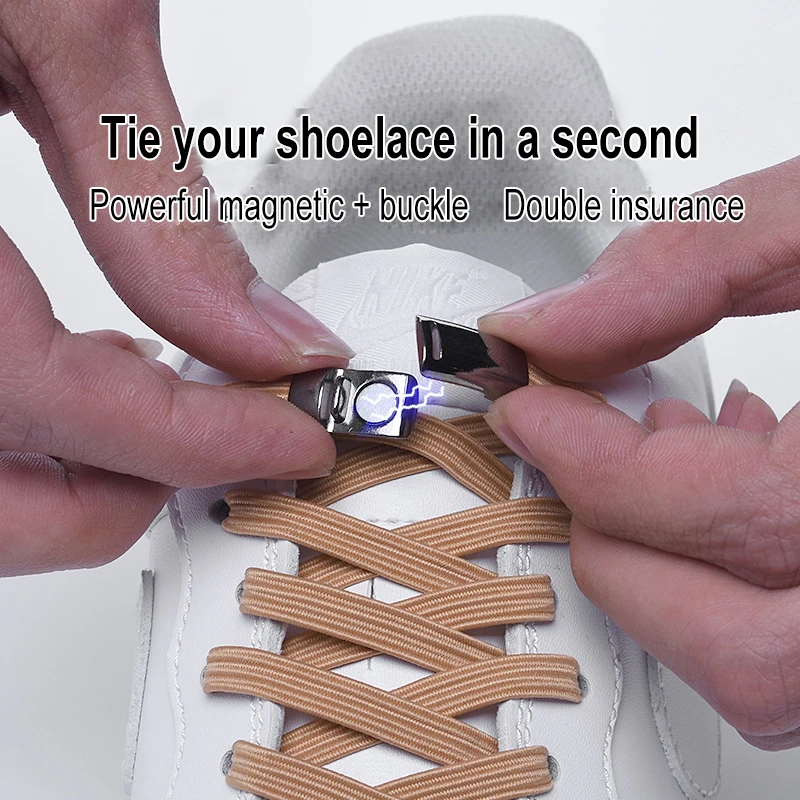 1Pair Fashion Shoelaces Elastic No Tie Shoe Laces Kids Adult Unisex Flat Sneakers