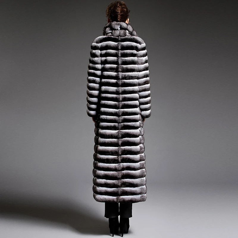 FURSARCAR 2021 Real Fur Natural Rex Rabbit Furs Coat Women Winter Thick Warm Overcoat Luxury Clothes Elegant Female Fur Coats