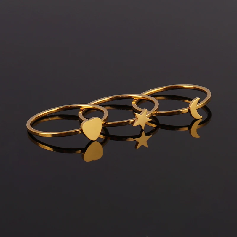 Fashion Initial Letter Ring Stainless Steel Rings For Women Men's Stainless Steel Jewelry Moon Star Heart Ring Couple Party Gift