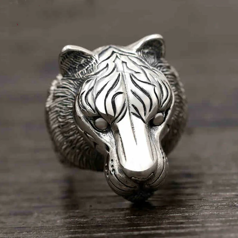 925 пробы Серебряный король зверей Тигр обручальное животное модное кольцо