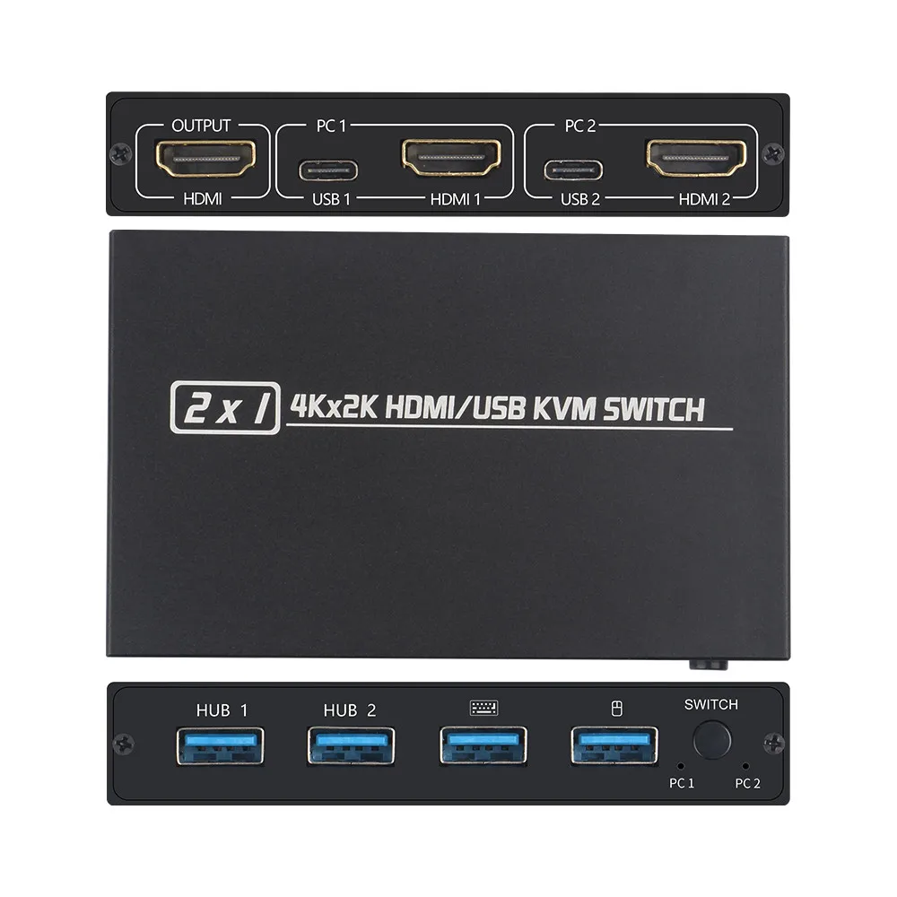 4KX2K HDMI-совместимый/USB KVM-переключатель сплиттер 2-портовый HDTV USB для совместного
