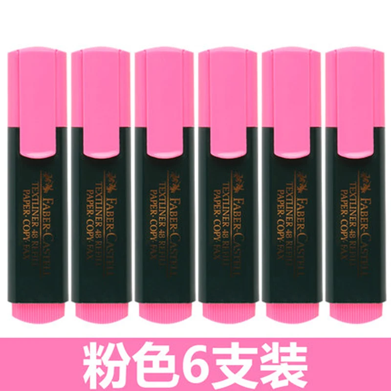 pink 6Pcs Faber Castell Textliner маркеры, фломастер, ручка 6 цветов/лот оранжевый/розовый/красный/зеленый/синий/желтый Wrting расходные материалы - Цвет: pink 6Pcs