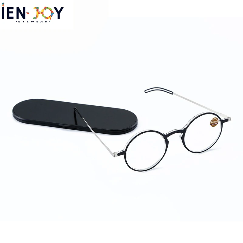 

IENJOY Reading Glasses Blue Light Blocking Glasses TR90 Computer Readers Women Men Round Black Frames Pocket Presbyopia Reader