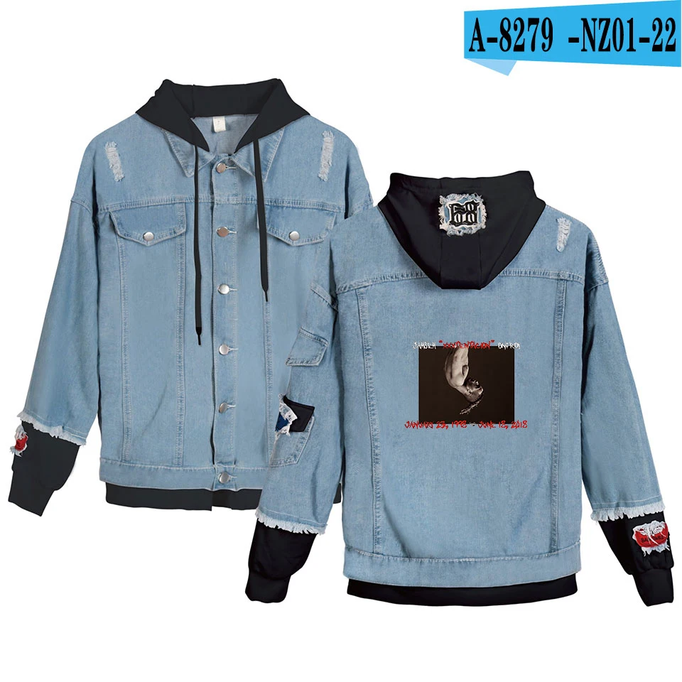 Hip hop Cool Men's Denim Jacket Casual Hoodies Xxxtentacion Revenge Lil Peep Cry Baby Women Autumn Kpop sweatshirt - Цвет: 2D