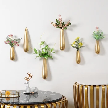 

Wall Vases Flower Vase Wall Home Decor Gold for Decoration Ceramic Handmade Creative Collectible Art Style Material Function