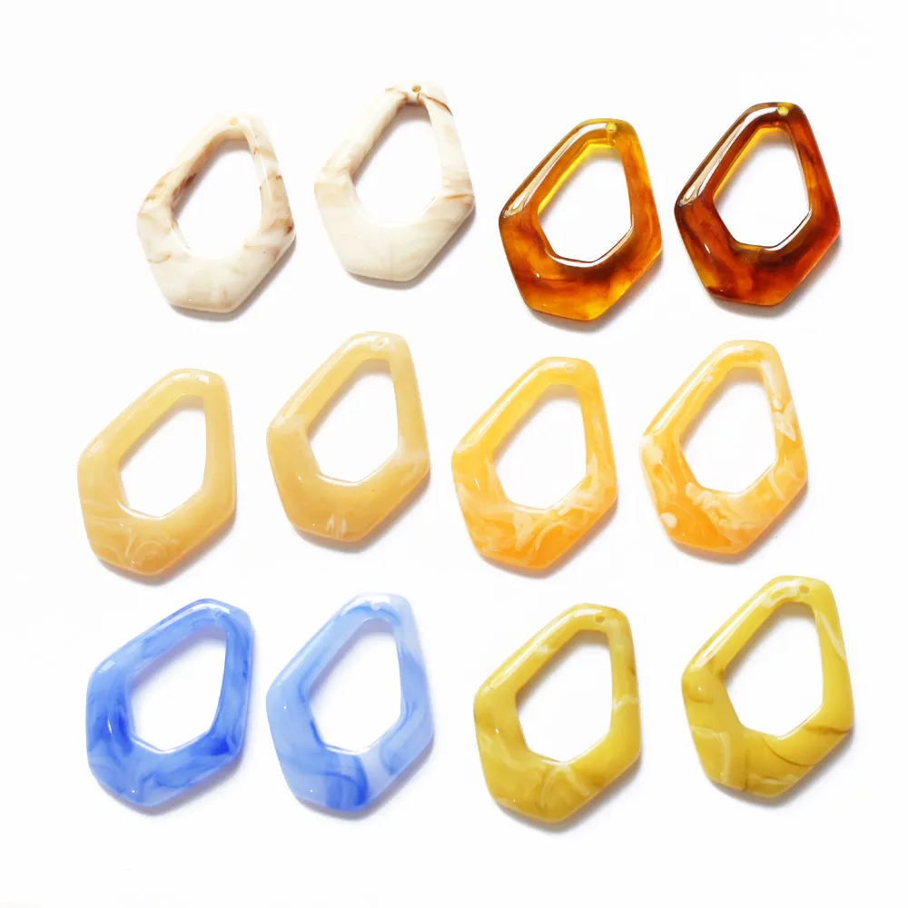 

10PCS Irregular Diamond Earrings hollow Pendant with hanging resin Jewelry Making Findings Supplies Charms accessories