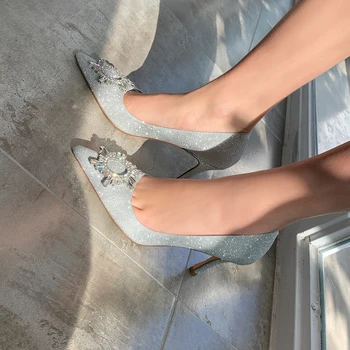 

Karinluna New Brand Design Crystals Pointed Toe Lady Fetish High Heels Women Shoes Party Wedding Pumps Woman