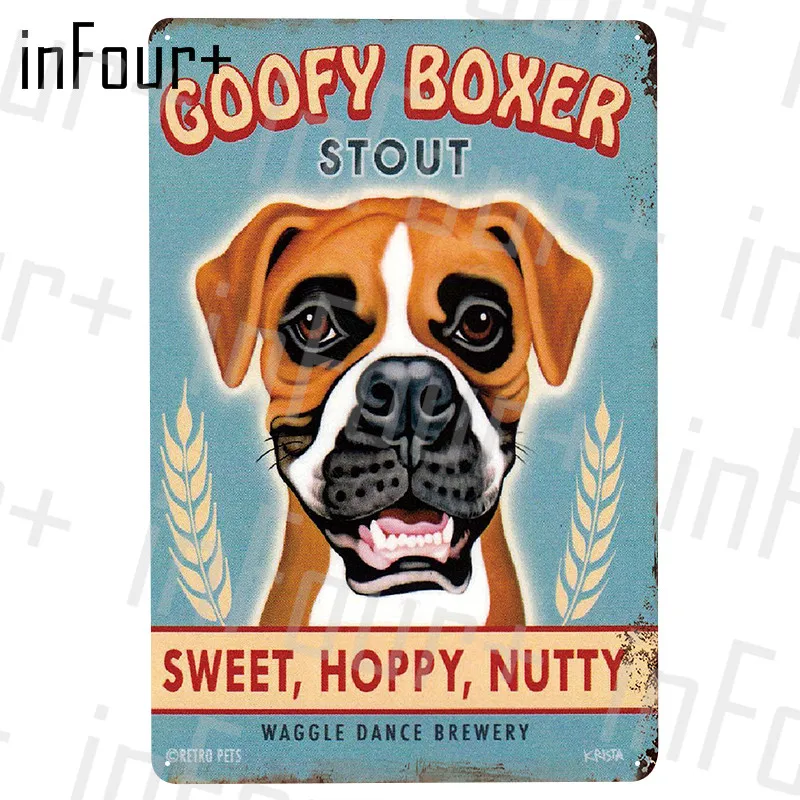 Коричневая собака металлическая пластина Оловянная табличка Металл винтажный Декор металлический знак металлический плакат домашний бар украшение для паба винтажные плакаты