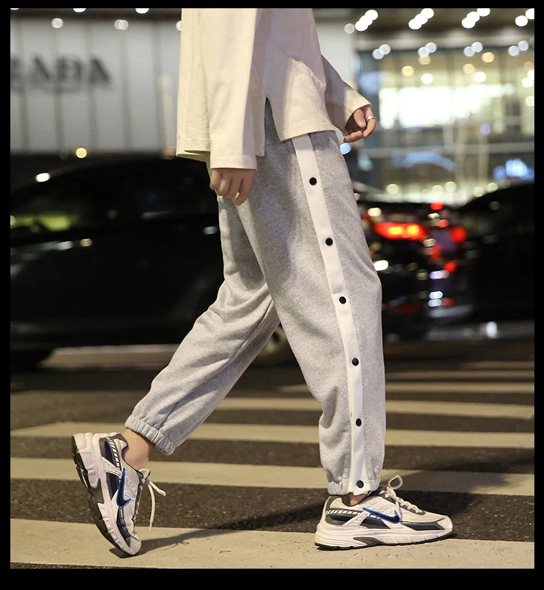 Black for Fog Street Pants Women  Cargo Pants Hip Hop Slim Fit Ribboned Waistband Track Pants