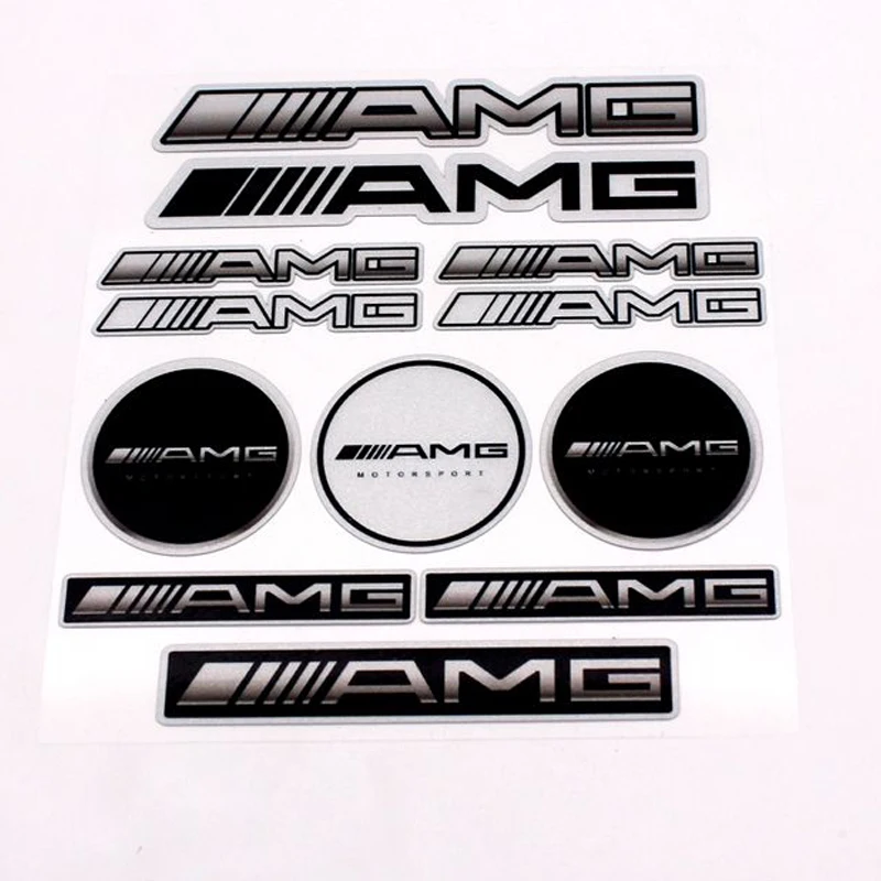 

1set car body steering wheel center control sticker car badge decoration decal for Mercedes-benzs AMG c180 c200 Car accessories