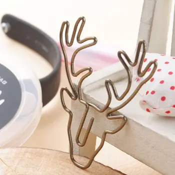 

8pcs/box paper clips retro metal book clip mark antlers cute paper clips for office stationary clips reading decoration
